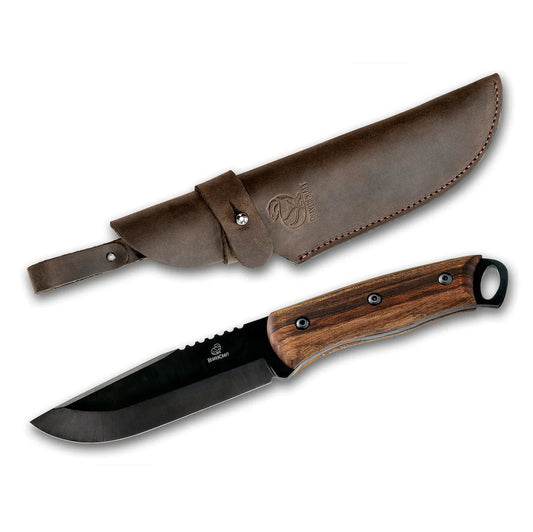 BSH4 - Carbon Steel Bushcraft Knife Walnut Handle with Leather Sheath